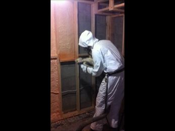 Andy showing us his spray foam skills using 2lb foam