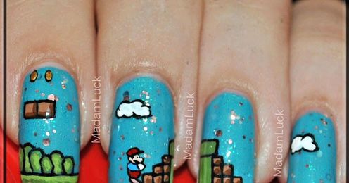 Super Mario Themed Nail Art