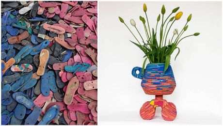Recycling flip flops and making neato furniture in the process