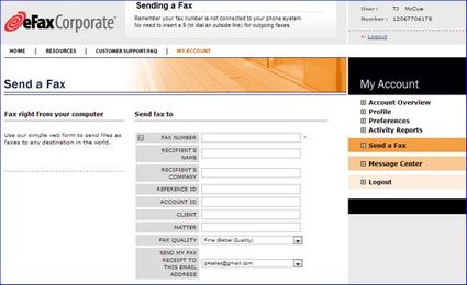 Sending a Fax Via the Internet with eFax