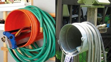 Wall-Mount a Bucket to Keep Your Garden Hose Under Control