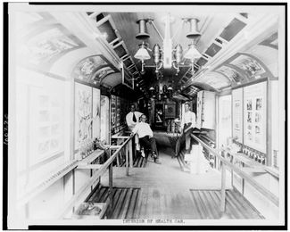 Interior of railway health car. Published between...