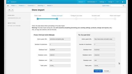 CS-Cart. Features: Store Import