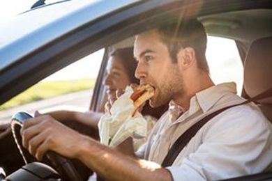 Distracted Driving. Don’t Eat Behind the Wheel.