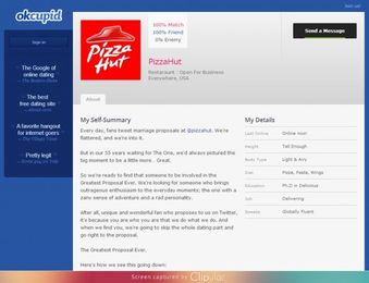Are Brands Getting Their Own OKCupid Profiles? Pizza Hut Looks for 'The One'