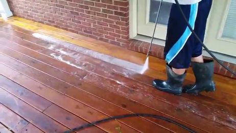 Deck stripping and pressure washing with low pressure