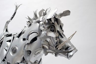 Car Creatures: Artist Makes Recycled Art from Hubcaps