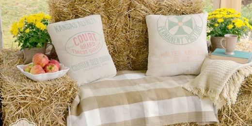 How to Transform Straw Bales Into A Rustic Fall Lounger