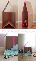 DIY Fold-Away Cardboard Box Playhouse