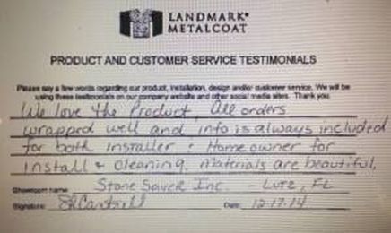 Product and Customer Service Testimonials