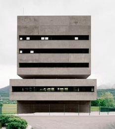 Concrete tower is a control centre for a power station