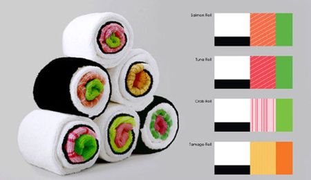 Rolled Up Kitchen Towels That Resemble Sushi