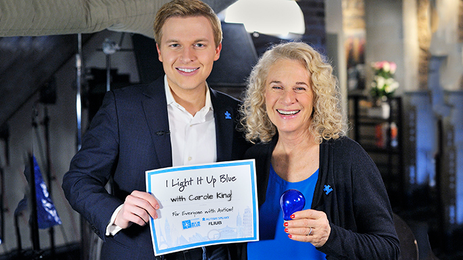 Tell Us Where You'll Go Blue With The Light It Up Blue Selfie Sign!