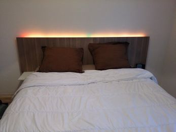 Add a headboard, lights and side tables to IKEA BRIMNES bed