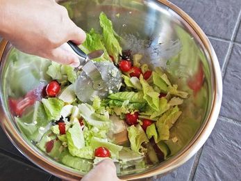 Lunch Hack: Use a Pizza Wheel To Chop Your Salad Directly in the Bowl