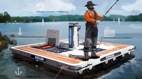 A floating dock that doubles as a boat