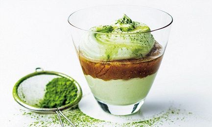 Ripple effect: Green tea creams with sticky orange figs 