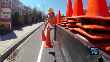 Road striping crew covers more ground safely with innovative platform