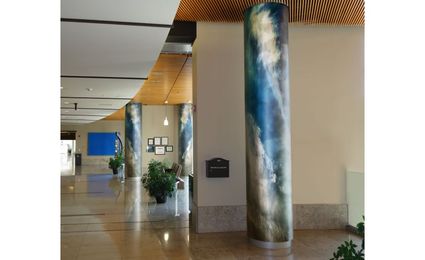 Digital Imagery surfacing material for column covers—MOZ DESIGNS