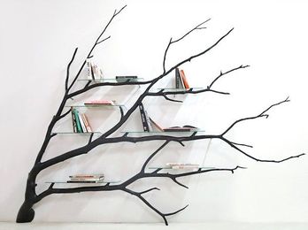 Fallen Tree Branch Brilliantly Transformed Into A Charming Book Shelf