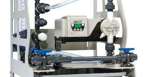 Skid system with metering pump. 