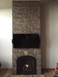 Interior Chimney with a New Stacked Stone Finish