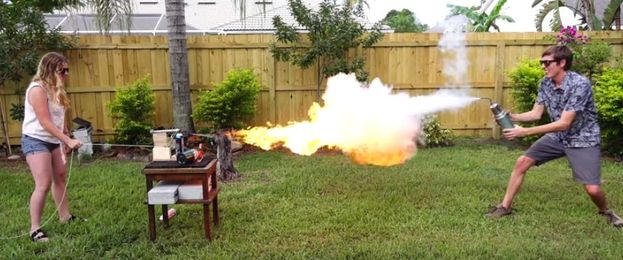 Liquid Nitrogen Verses DIY Flamethrower: Place Your Bets