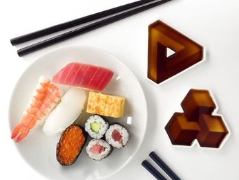 Clever soy-sauce dishes make for edible optical illusions
