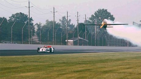 Can a Plane Flying Upside-Down Still Smoke an IndyCar?