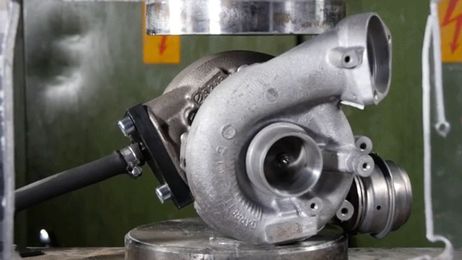 This Is What Happens When You Crush A Turbocharger With A Hydraulic Press