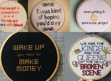 12 rad lyric cross stitches to hang in your room