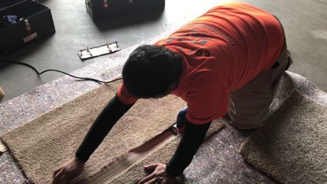 Teaching row finding and row cutting carpet