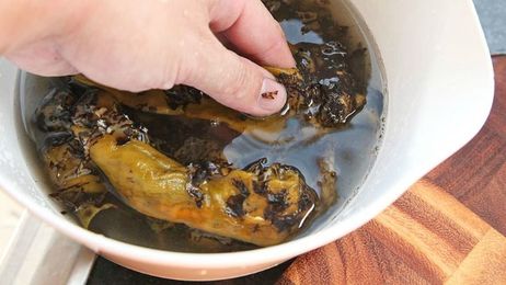 An Easy Way to Peel Charred Peppers that Leaves You With Flavorful Stock