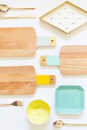 DIY Gold Colorblock Cutting Boards » Lovely Indeed