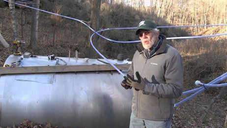 Locating the sap collection tank