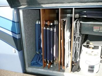 RV Basement Storage for Folding Chairs Using Plywood Dividers