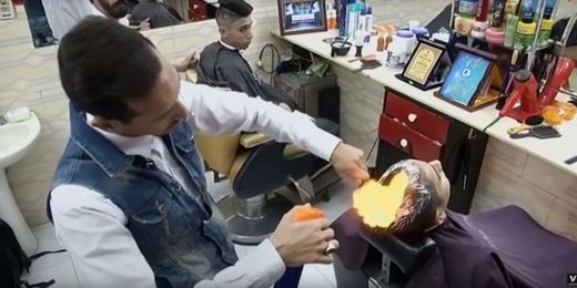 This Barber Uses Fire To Cut Hair!