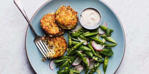 Gluten-Free Crab Cakes with Snap Pea Salad