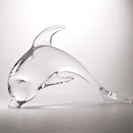 Murano Huge Hand Blown Art Glass Diving Dolphin Crystal Clear Original Label 12