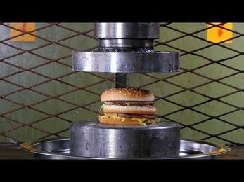 Crushing burgers with the hydraulic press