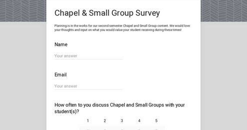 Chapel & Small Group Survey