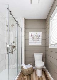 A New Take on Shiplap and Hexagon Tiles in the Bathroom