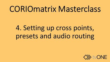 Setting cross points, creating Presets and controlling audio