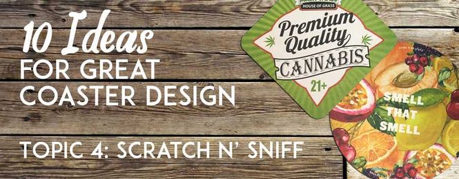 A unique custom coaster design idea, scratch n' sniff scented coasters