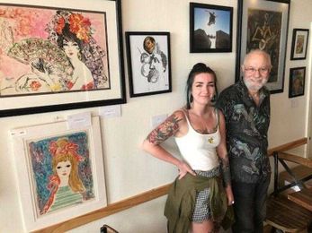 An artistic family affair adorns cafe's walls