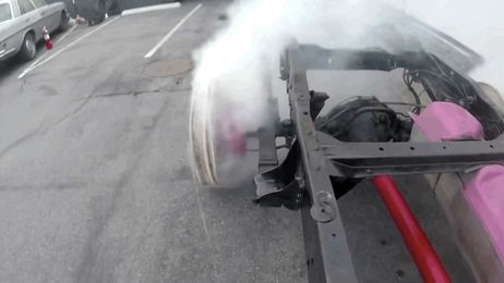 Here's What Happens When You Do Burnouts With Plywood Wheels