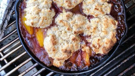 A cobbler fresh off the grill