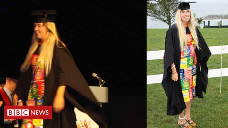 Graduate's crisp-packet-gown protest