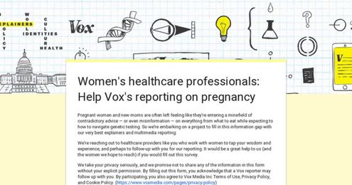Women's healthcare professionals: Help Vox's reporting on pregnancy 