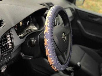 Steering wheel cover with horses. Car accessory.